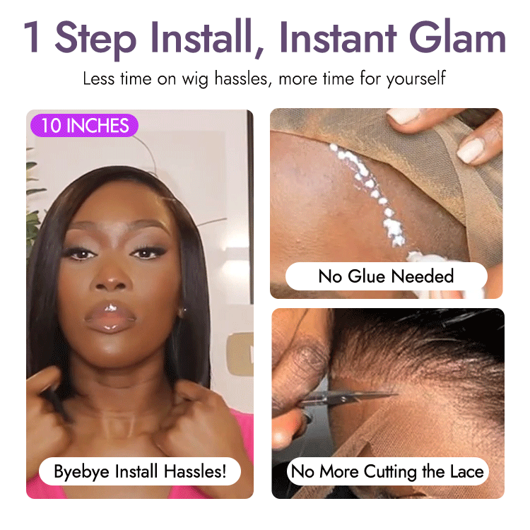 Put On & Go Blunt Cut Straight Bob Minimalist HD Lace Glueless C Part Wig-17