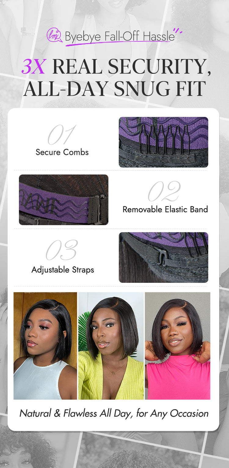 Put On & Go Blunt Cut Straight Bob Minimalist HD Lace Glueless C Part Wig-26