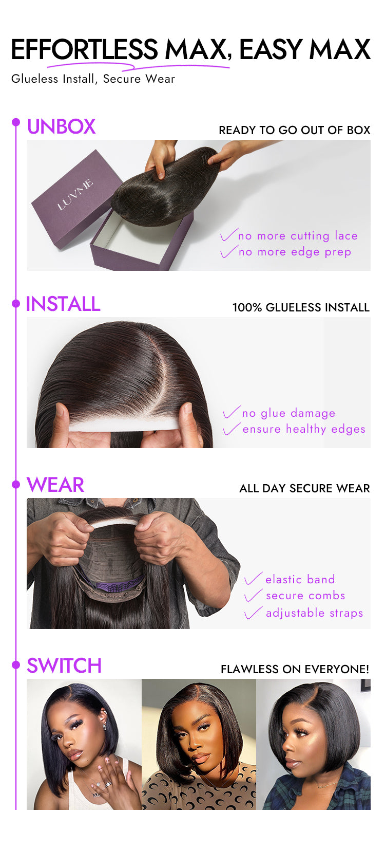 Special Add-On | PreMax Wigs - Natural Black / Blonde Highlight C Part Glueless Lace Front Bob Wig Pre-cut Lace-20