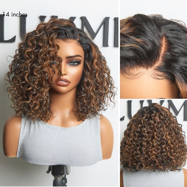Luvme All-Day Comfort™ Wig Brown Highlight Deep Wave Glueless Minimalist HD Lace Curly Wig Pre-Cut Lace-18