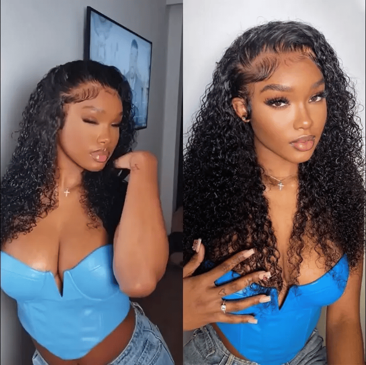 PreMax Water Wave Glueless Flexi-Fit Drawstring 13x4 Frontal Lace Fluffy Curly Wig Pre-Cut Lace-18