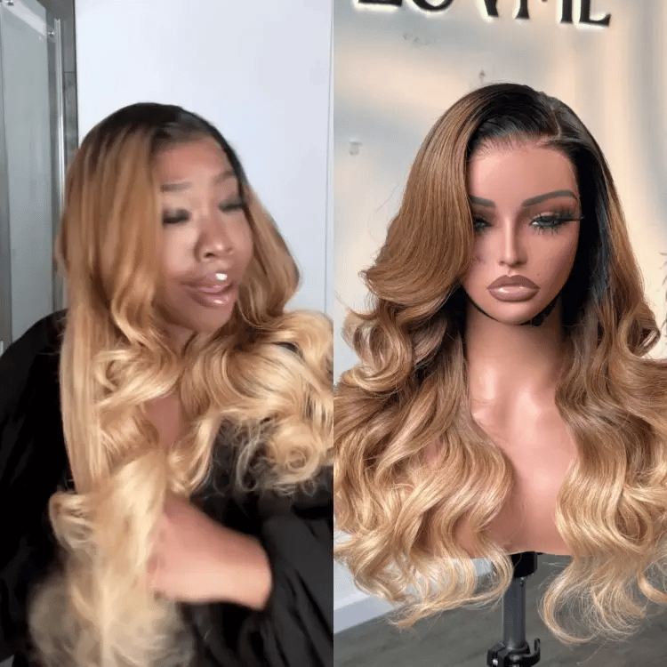 PreMax Wigs | Gorgeous Ombre Color Loose Wave Glueless 13x4 Frontal Lace Blonde Hair Wig Pre-cut Lace-13