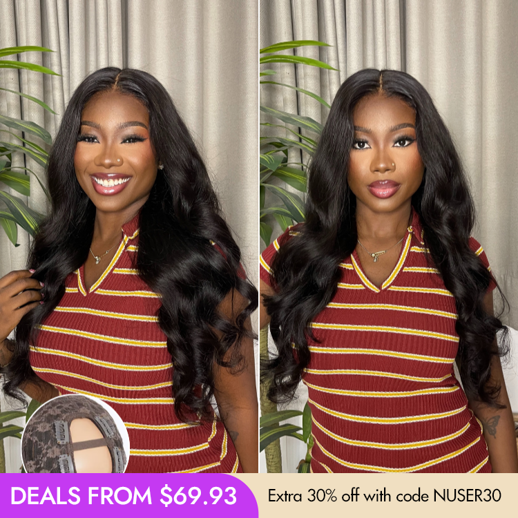 New Customers Only | Body Wave / Straight / Kinky / Deep Wave Human Hair U Part Wig-17