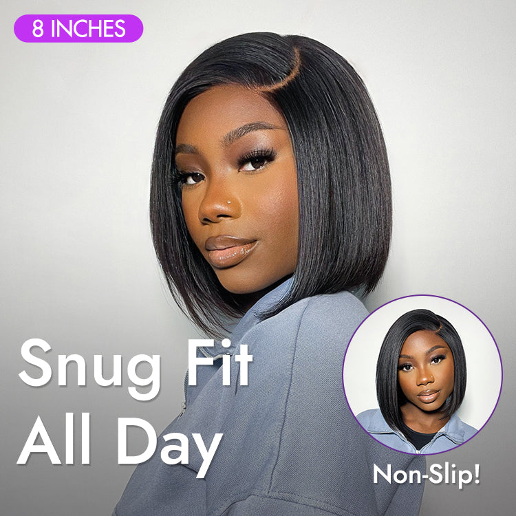 Put On & Go Blunt Cut Straight Bob Minimalist HD Lace Glueless C Part Wig-31