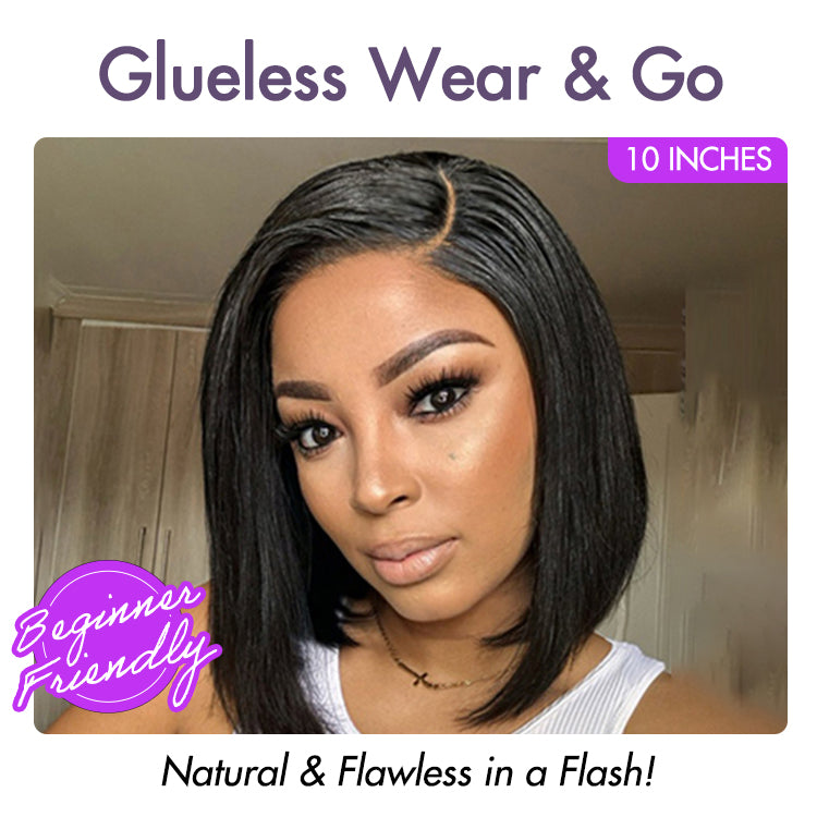 Put On & Go Blunt Cut Straight Bob Minimalist HD Lace Glueless C Part Wig-30