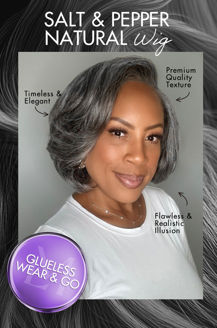 Boss Vibe Salt & Pepper Layered Bob / Body Wave Glueless Pre-Cut Minimalist Lace Grey Wig-26