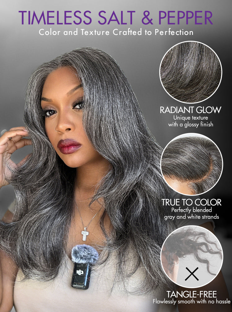 Salt and Pepper Straight Glueless Minimalist HD Lace T Part Grey Wig Pre-Cut Lace-37