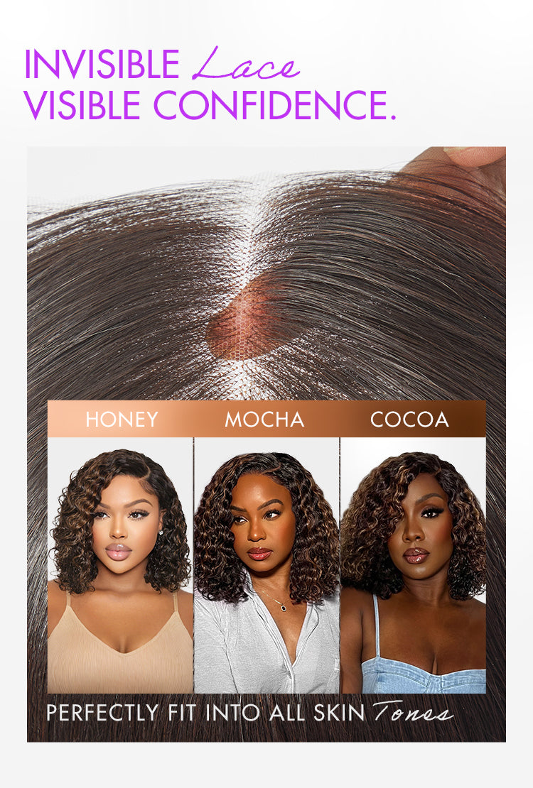 Blonde Highlight Short Curly Glueless Minimalist HD Lace Human Hair Wig-29