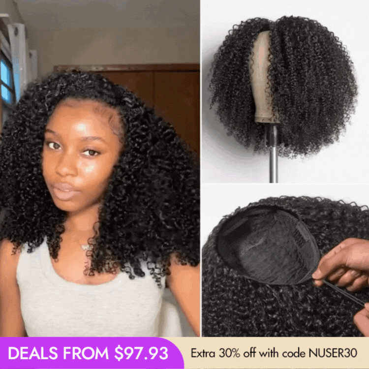 New Customers Only | Luvme Too Easy Texture™ 3-In-1 Half Wig Kinky Curly / Yaki Straight / Messy Burmese Curly Glueless Flexi-Fit Drawstring Wig-27