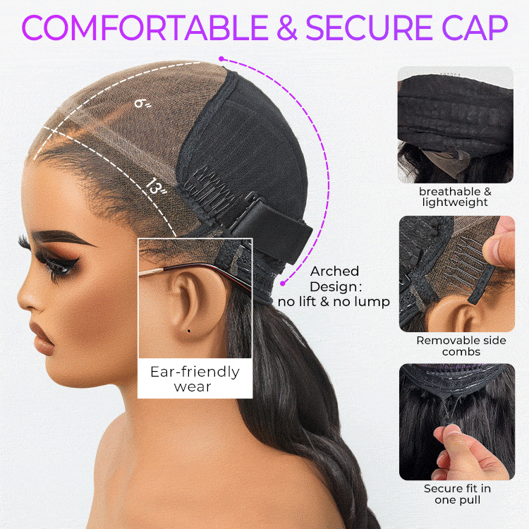 Luvme Hair NatureMAX 18-inch loose wave glueless lace front wig with 13x6 HD lace, pre-cut lace, and flexible drawstring cap.