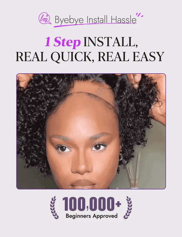 New Customers Only | Trendy Short Cut Curly Minimalist HD Lace Glueless Side Part Wig 100% Human Hair-31