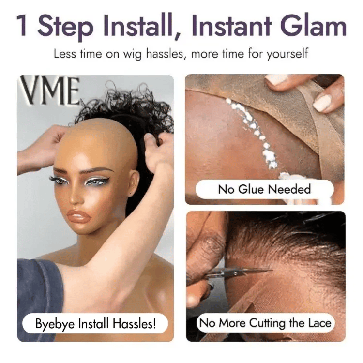 Beginner Friendly Throw On & Go Short Bouncy Curls with Bangs Glueless Wig 100% Human Hair-03