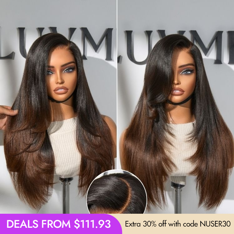 New Customers Only | Luvme All-Day Comfort™ Wig Layered Light Yaki Straight / Loose Body Wave Glueless 7x6 Closure HD Lace Human Hair Wig Pre-Cut Lace-29