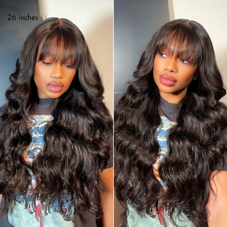 Luvme All-Day Comfort™ Wig Loose Body Wave Glueless 7x6 Closure HD Lace Human Hair Wig with Bangs Pre-Cut Lace-35