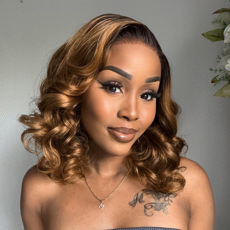 Bouncy Blonde Light Weight Left C Part Loose Wave Glueless 5x5 Closure Lace Wig Breathable Cap-01