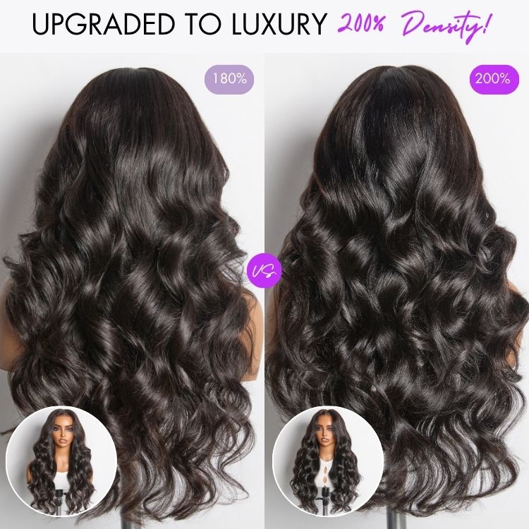 Luvme Hair NatureMAX™ 200% density loose wave HD lace front wig with pre-cut lace and drawstring cap, ear-to-ear coverage.