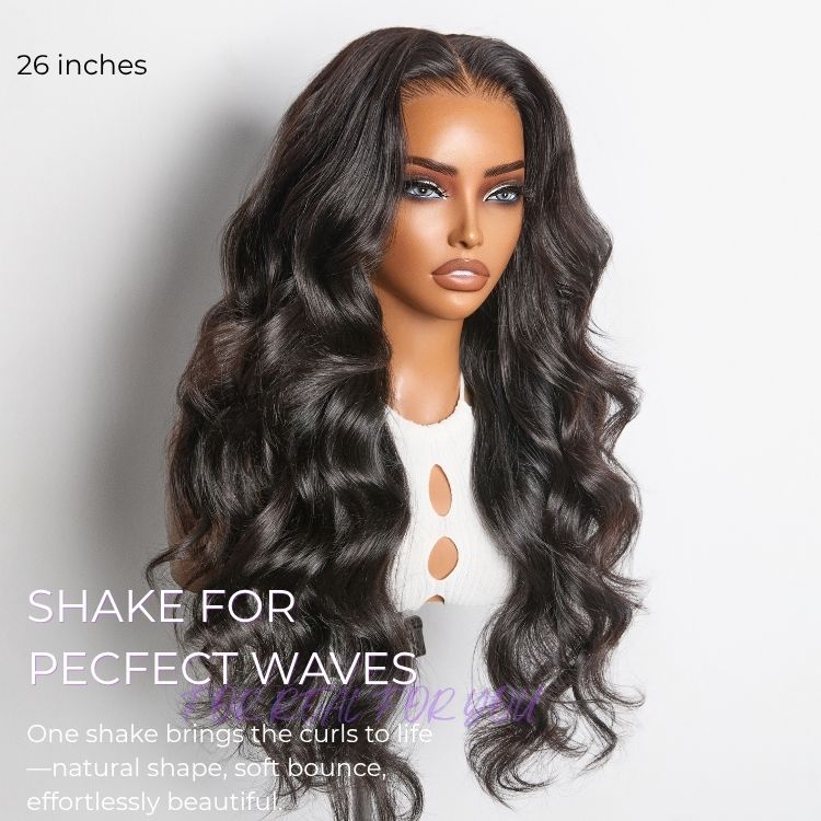 Luvme Hair NatureMAX 200% Density Loose Wave HD Lace Front Wig with pre-cut lace and flexi-fit drawstring cap on a mannequin head.