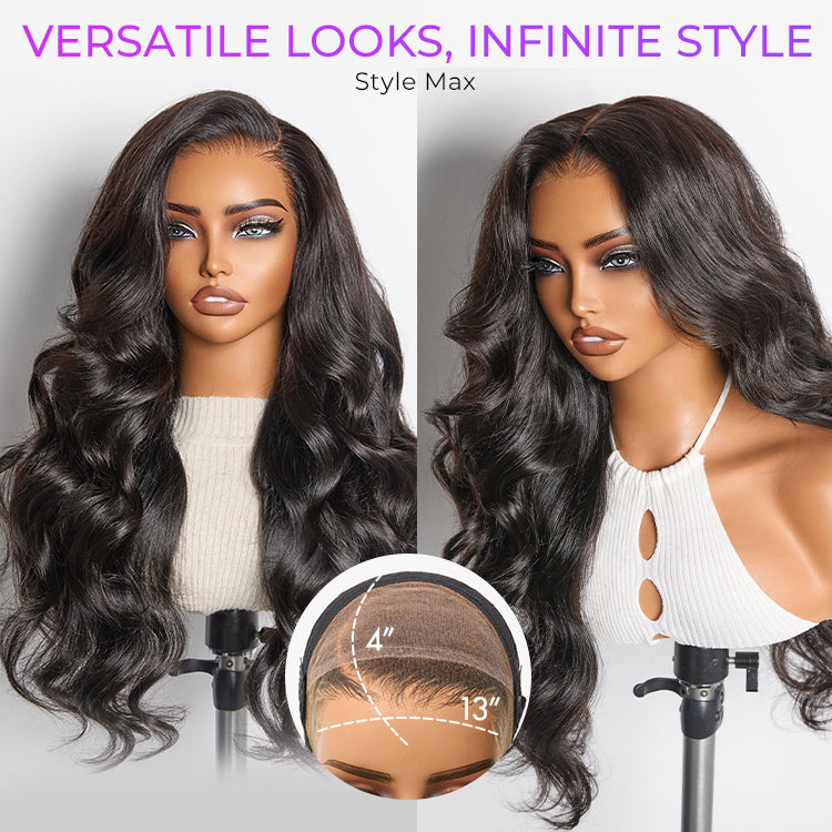 Luvme Hair NatureMAX™ 200% density loose wave HD lace front wig on flexible drawstring cap, pre-cut lace, ear-to-ear coverage.