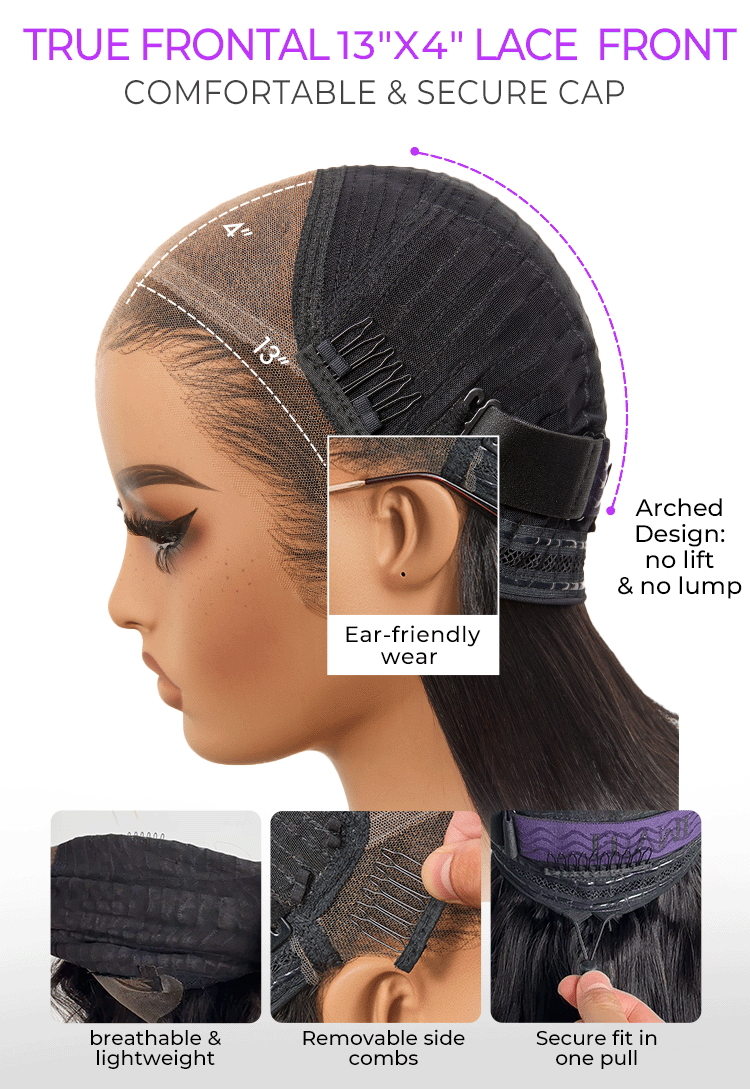 48H Delivery | NatureMAX™ 200% Density Loose Wave Glueless Ear-to-ear 13x4 HD Lace Front Wig Pre-Cut Lace Flexi-Fit Drawstring Cap - US Only-11