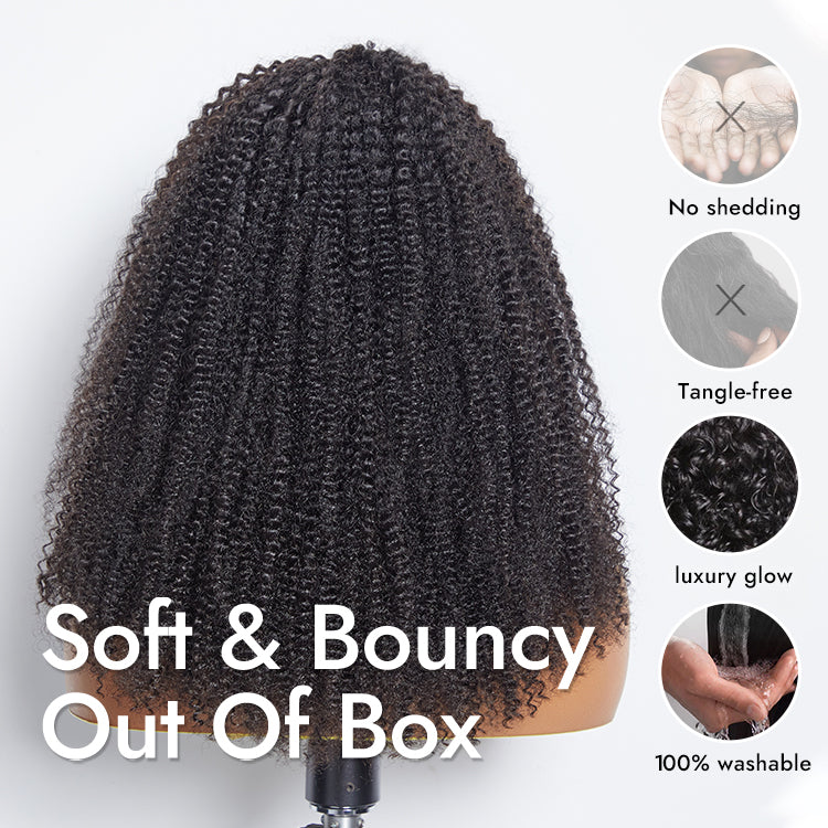 Natural Black Jerry Curly No Lace Glueless Free Part Long Headband Wig 100% Human Hair (Get Free Trendy Headbands)-10