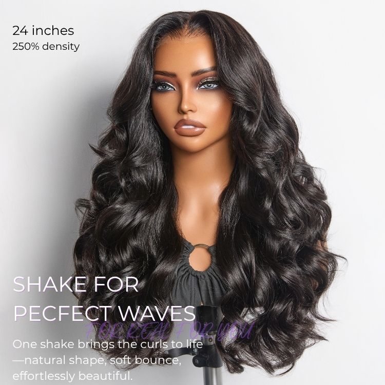 Luvme Hair NatureMAX 250% density loose wave HD lace front wig with pre-cut lace, flexible cap, and ear-to-ear 13x4 coverage.
