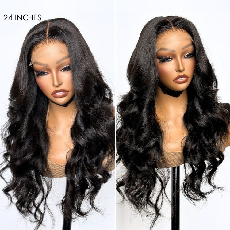 Jet Black Loose Body Wave Glueless 5x5 Closure Lace Wig 100% Human Hair-07