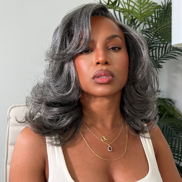 Exclusive Sale | Boss Vibe Salt & Pepper Layered Bob / Body Wave Glueless Pre-Cut Minimalist Lace Grey Wig-26