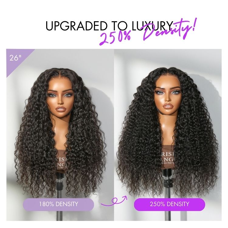 PreMax 180% / 250% Density Water Wave Glueless Flexi-Fit Drawstring 13x4 Frontal Lace Fluffy Curly Wig Pre-Cut Lace-19
