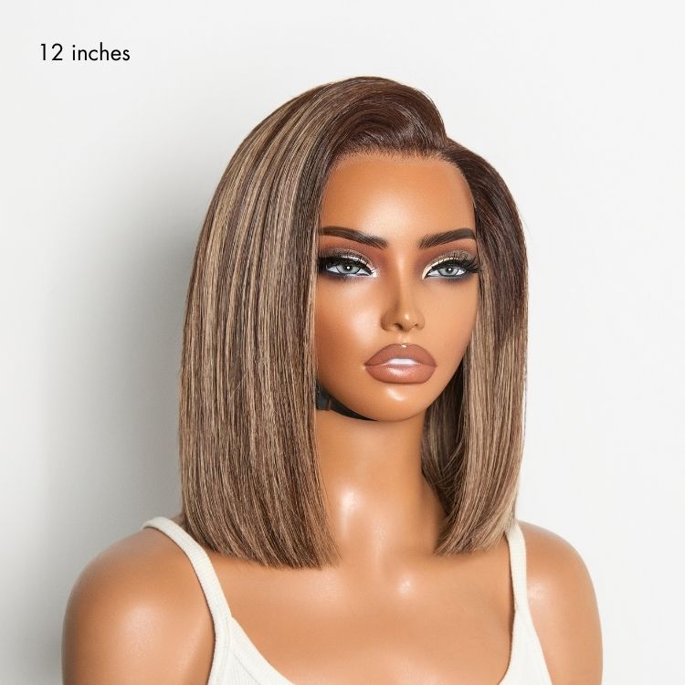 Luvme All-Day Comfort™ blunt cut bob wig with HD lace, short human hair, minimalistic style, glueless, pre-cut lace for easy wear