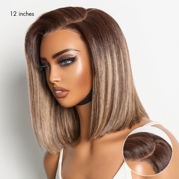 Luvme All-Day Comfort™ blunt cut bob wig with HD lace, short human hair, glueless, minimalist style, pre-cut lace for easy wear