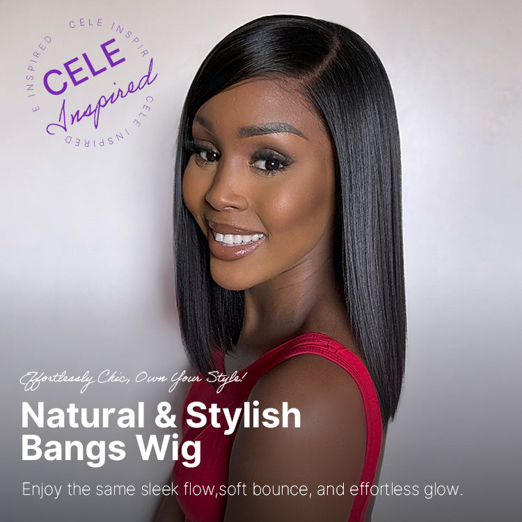 Swoop Bangs Breathable Cap Deep Left C Part Silky Straight Glueless 5x5 Closure Lace Bob Wig-01