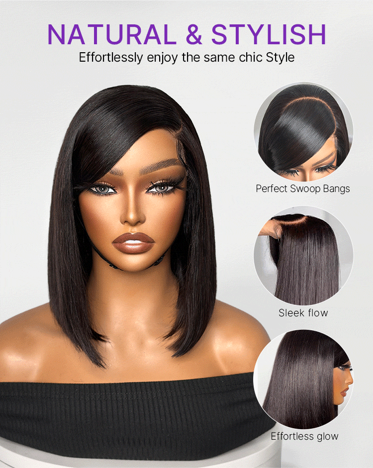 Swoop Bangs Breathable Cap Deep Left C Part Silky Straight Glueless 5x5 Closure Lace Bob Wig-08
