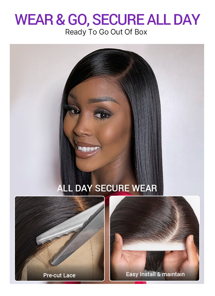 Swoop Bangs Breathable Cap Deep Left C Part Silky Straight Glueless 5x5 Closure Lace Bob Wig-11