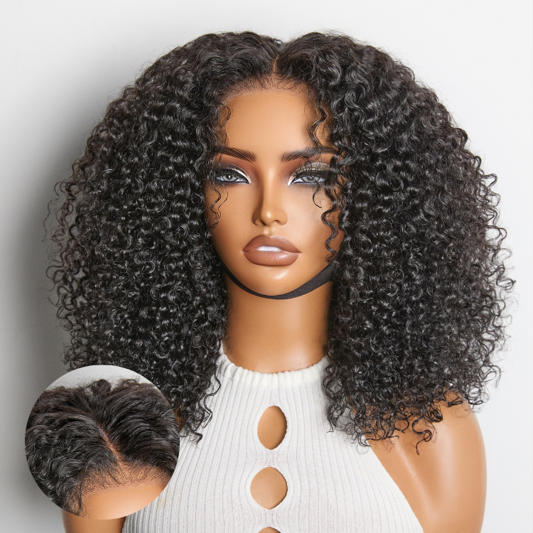 Beginner Friendly 180% Density Glueless 5x5 Closure Pre-Cut Lace Afro Curly Wig Flexi-Fit Drawstring Cap-01