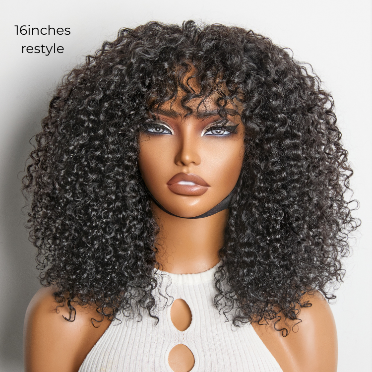 New Customers Only | Beginner Friendly 220% Density Glueless 5x5 Closure Pre-Cut Lace Afro Curly Wig Flexi-Fit Drawstring Cap-07