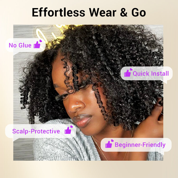 Coily Curly 5x5 Closure HD Lace Glueless Pre-Cut Wig with Breathable Cap-23