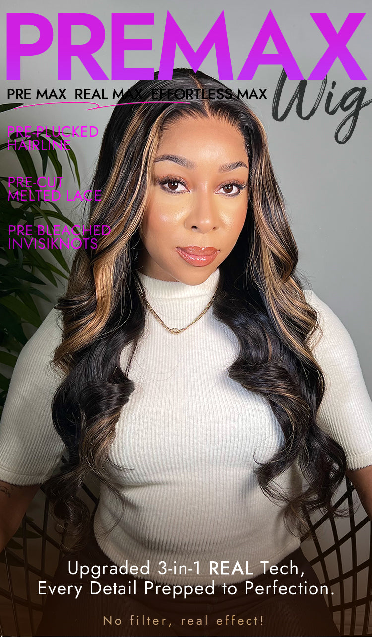 PreMax Blonde Mix Black Loose Wave Glueless 5x5 HD Lace Closure Wig Large & Small Cap-14