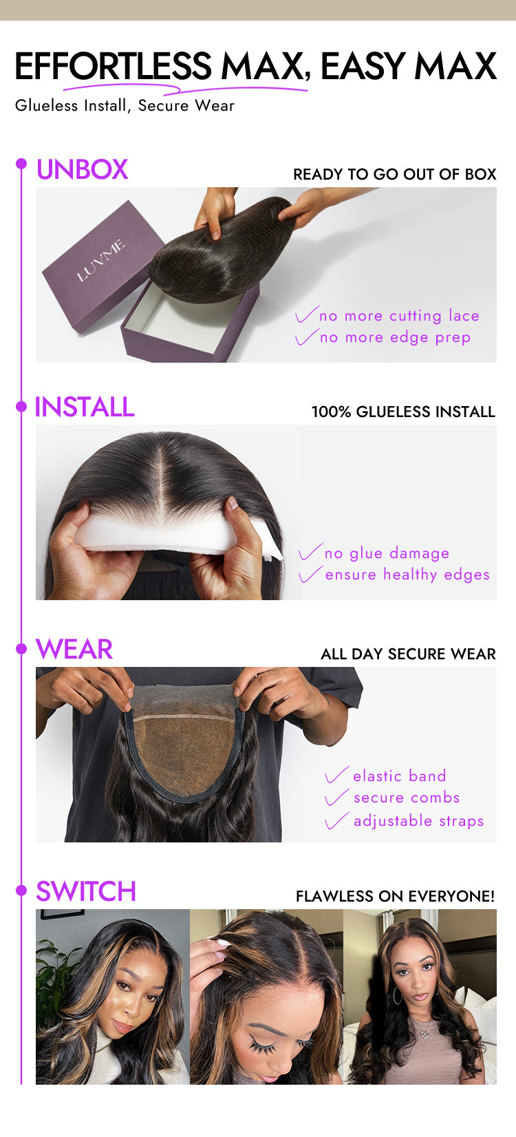 PreMax Blonde Mix Black Loose Wave Glueless 5x5 HD Lace Closure Wig Large & Small Cap-17