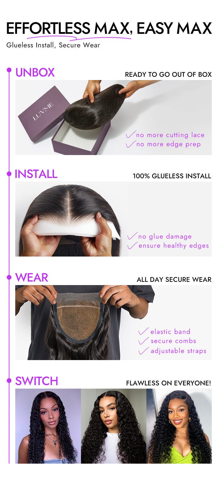 PreMax Wigs | Ear to Ear Super Natural Hairline Deep Wave Glueless 5x5 Upgraded Lace Front Long Curly Wig Pre-Cut Lace-09