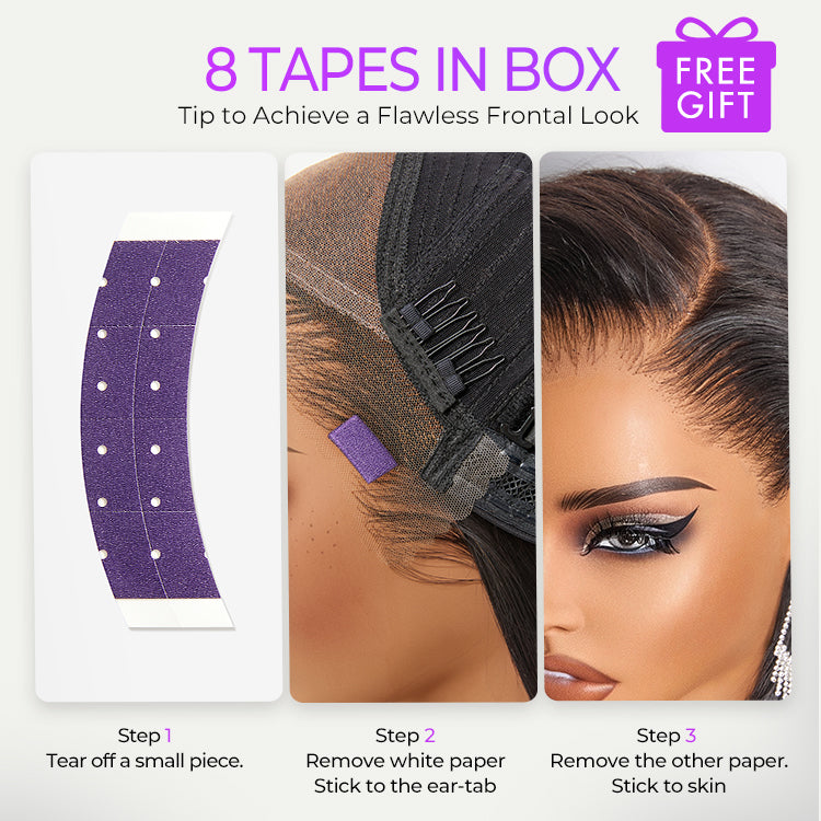 Luvme Hair NatureMAX™ ash blonde silky straight glueless lace front wig with pre-cut lace, 13x4 HD lace, and flexible cap.