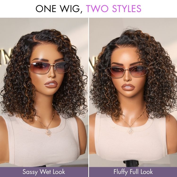 Luvme Wet and Wavy 5x5 Closure Lace Water Wave Wig with side part, pre-cut, glueless human hair wig on a mannequin head