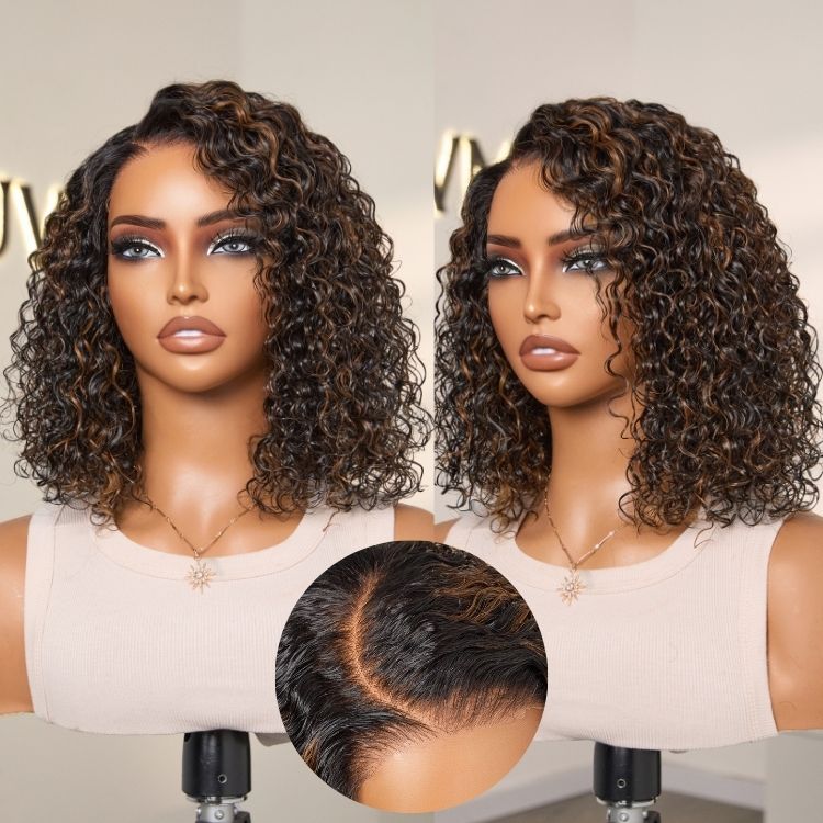 Luvme Wet and Wavy 5x5 Closure Pre-Cut Lace Water Wave Wig with side part, glueless human hair 4x4 closure wig shown on model