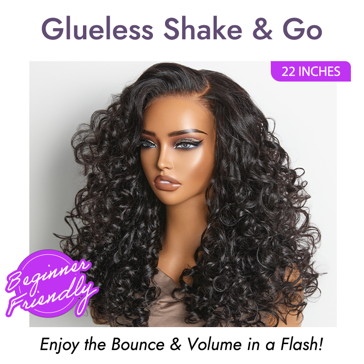 Luvme Hair 180% density curly lace closure wig with pre-cut 5x5 glueless layered lace cap and breathable cap design
