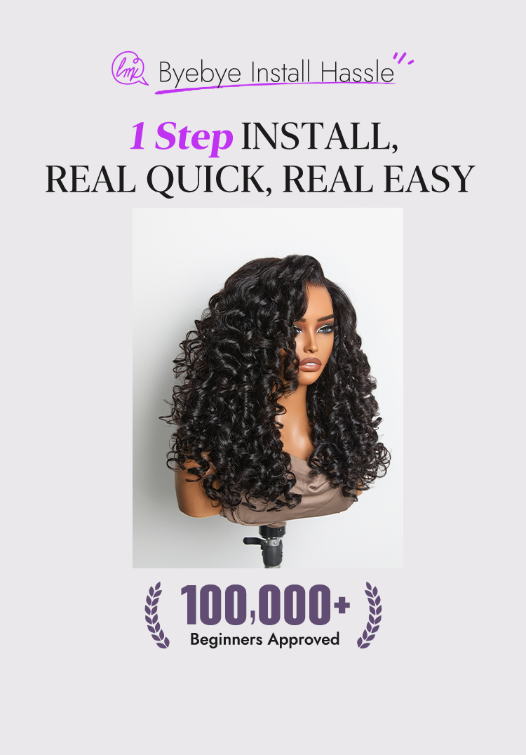 Crazy Wednesday | 180% Density Bouncy Curls Glueless 5x5 Closure Pre-Cut Lace Layered Curly Wig Breathable Cap-12