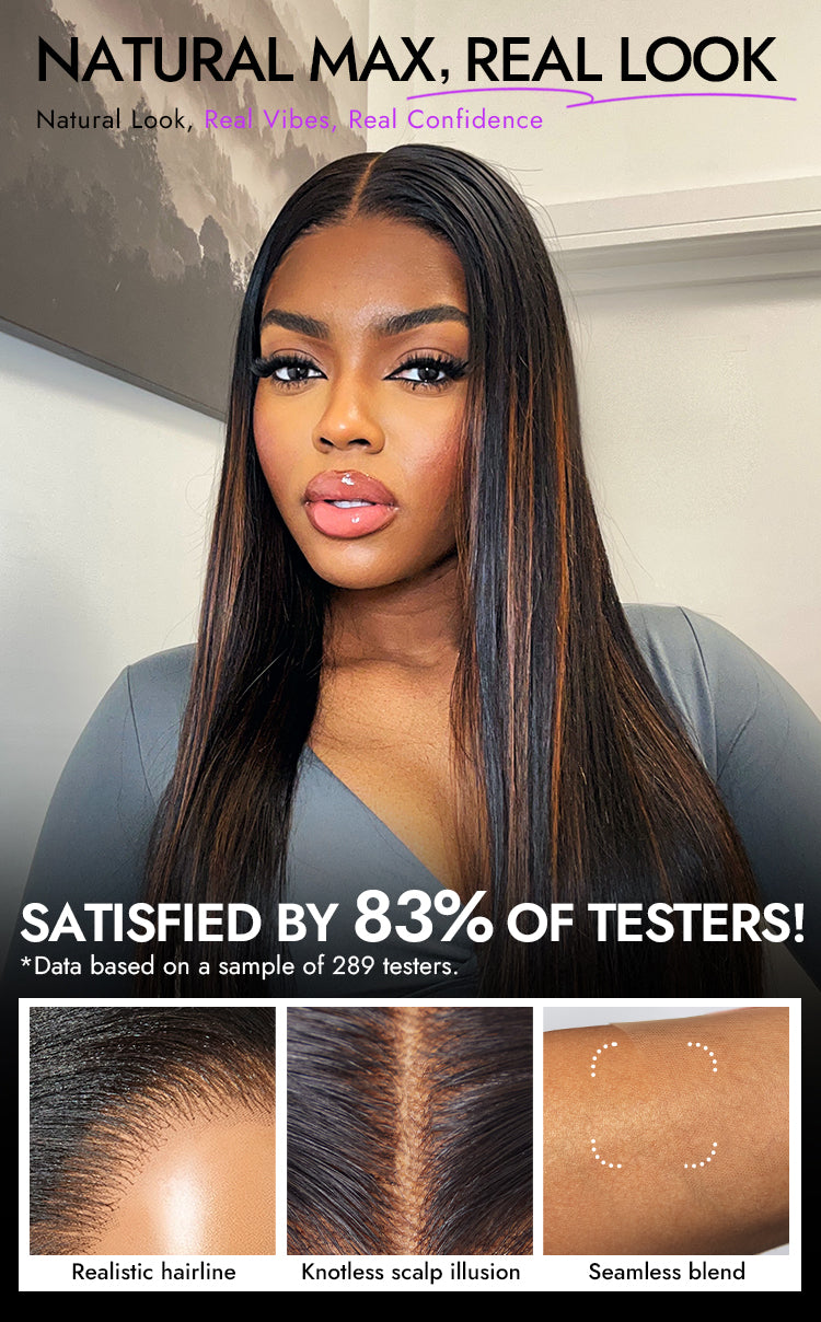 22 Inch=$159.9 | PreMax Wigs | Ultra Natural Hairline Brown Highlight Silky Straight Glueless 13x4 Frontal Lace Long Wig-11