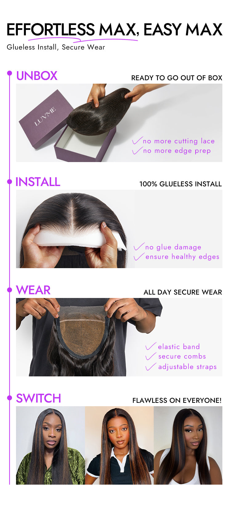 PreMax Wigs | Ultra Natural Hairline Brown Highlight Silky Straight Glueless 13x4 Frontal Lace Long Wig Pre-Cut Lace-11