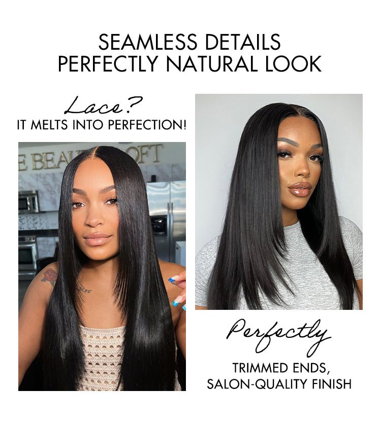 Black/Color Highlight 180% Density Layered Cut Glueless 5x5 Closure Lace  Wig Pre-Plucked Hairline-21