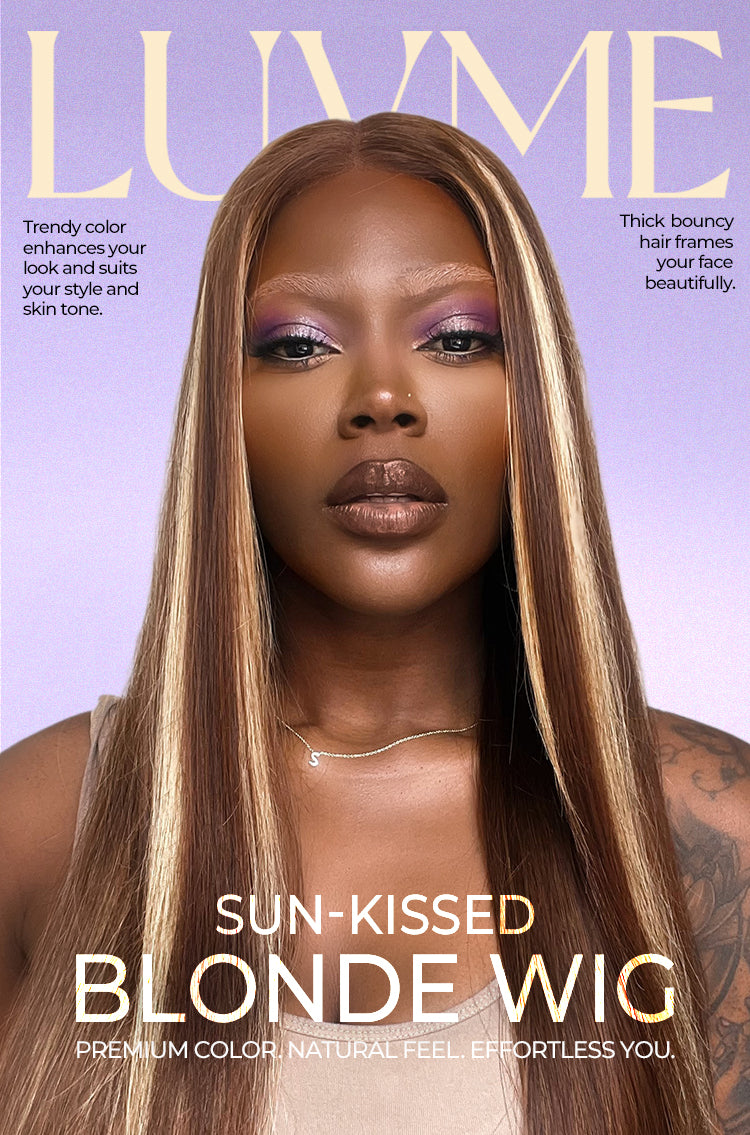 Luvme Hair 180% Density Honey Blonde Highlight Silky Straight Glueless 5x5 Closure HD Lace Long Wig-07