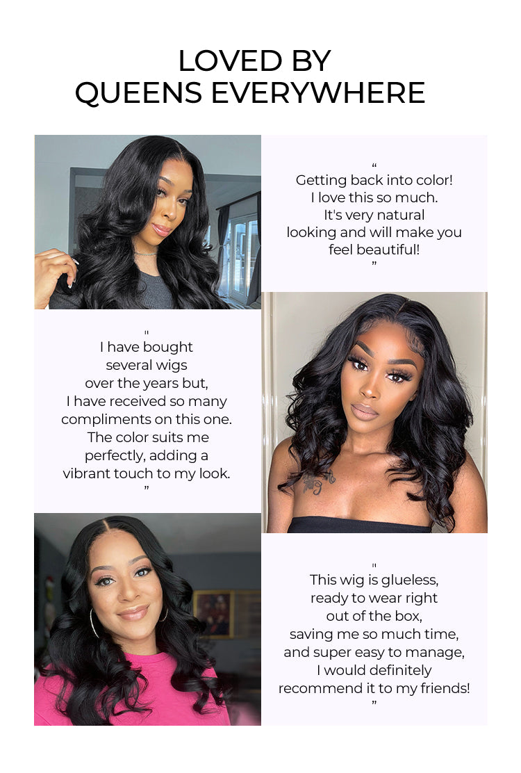 Jet Black Loose Body Wave Glueless 5x5 Closure Lace Wig 100% Human Hair-19