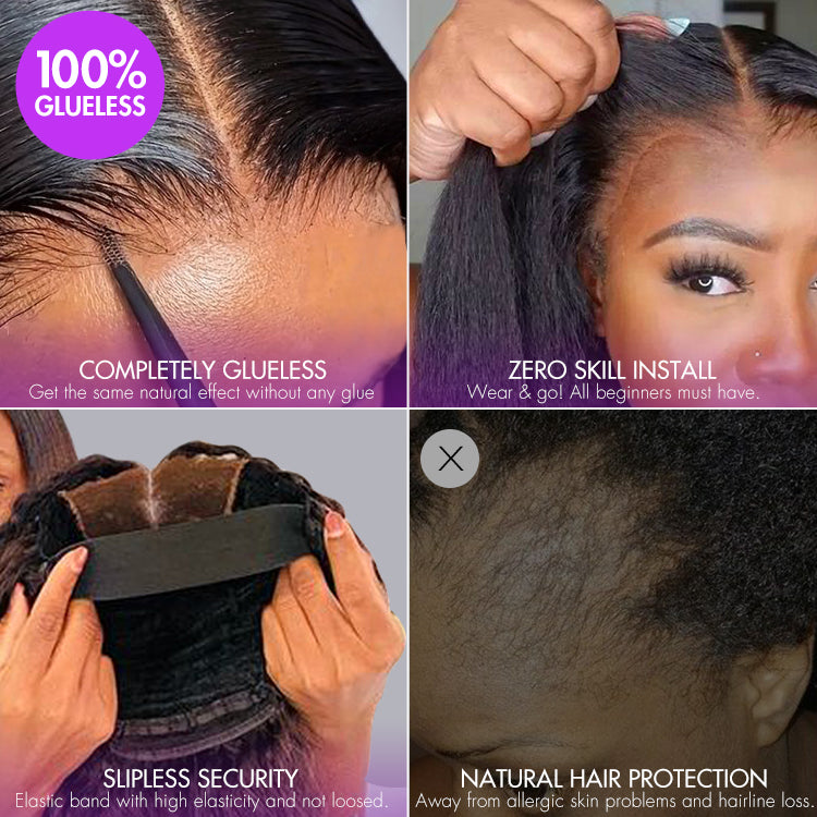 Jet Black Loose Body Wave Glueless 5x5 Closure Lace Wig 100% Human Hair-12